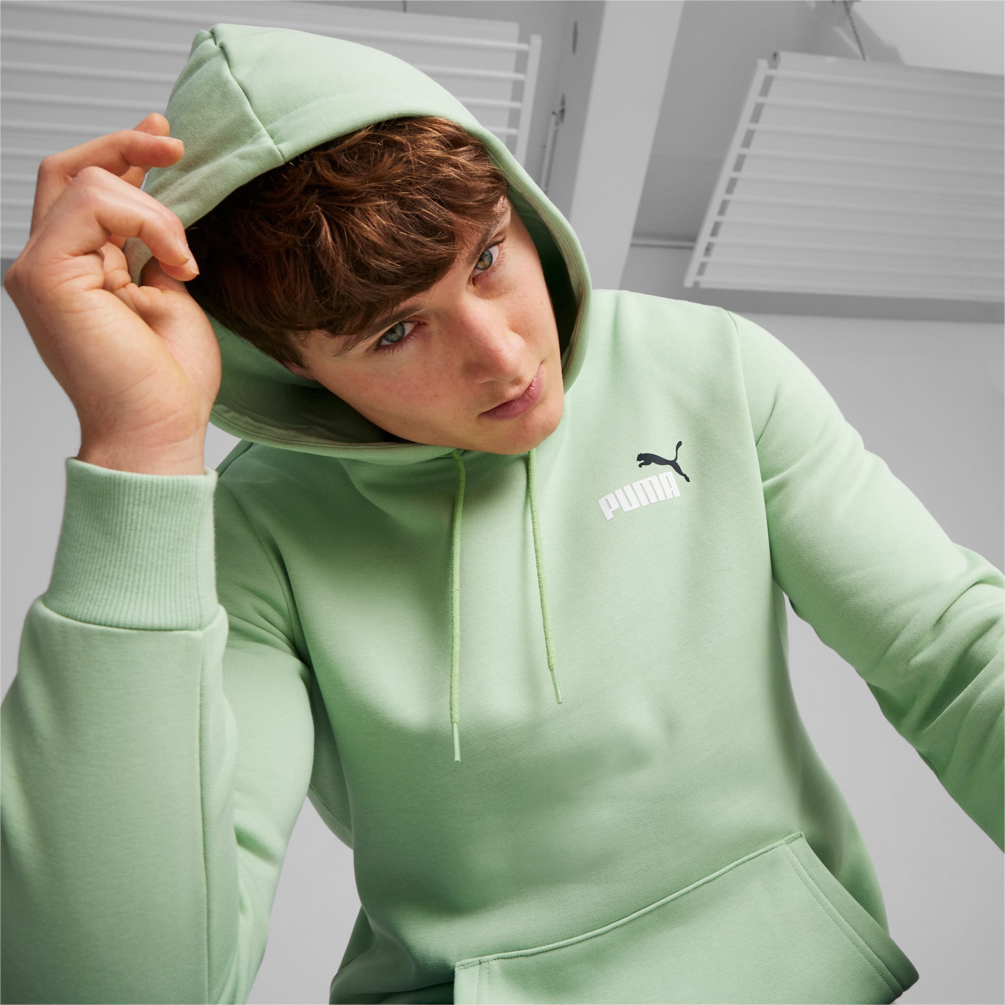 Green puma hoodie mens clearance